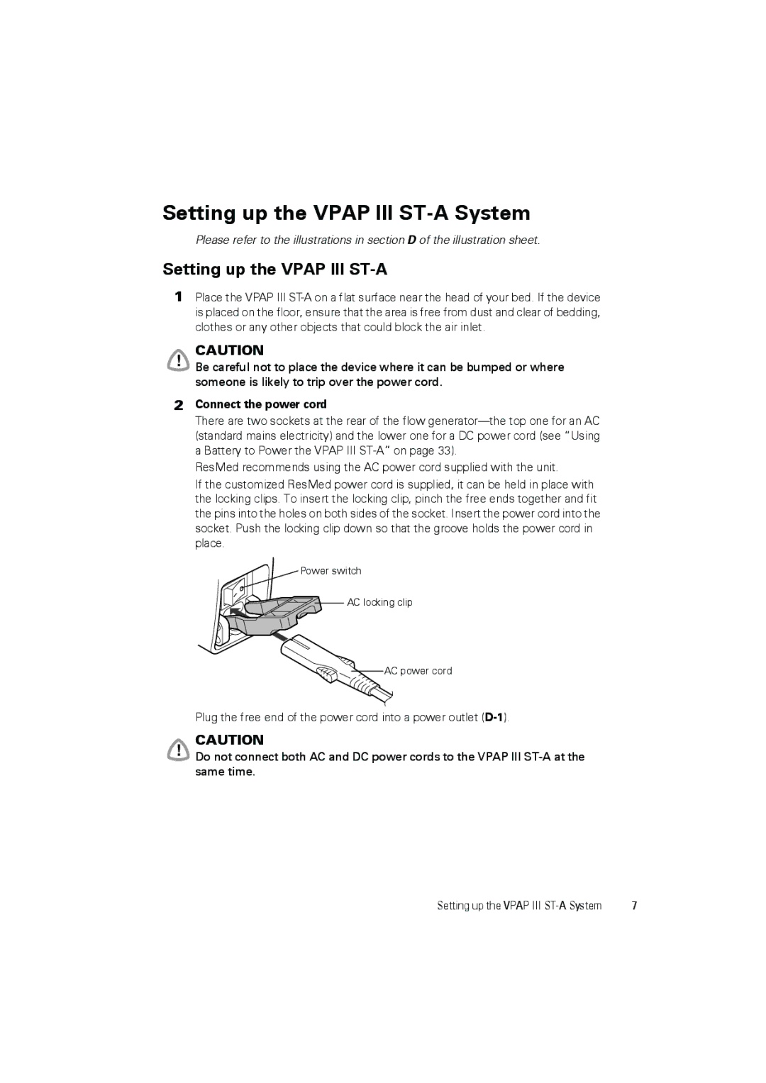 ResMed user manual Setting up the Vpap III ST-A System 