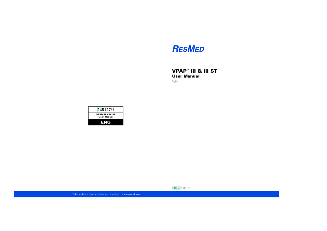 ResMed III user manual 248127/1 05 