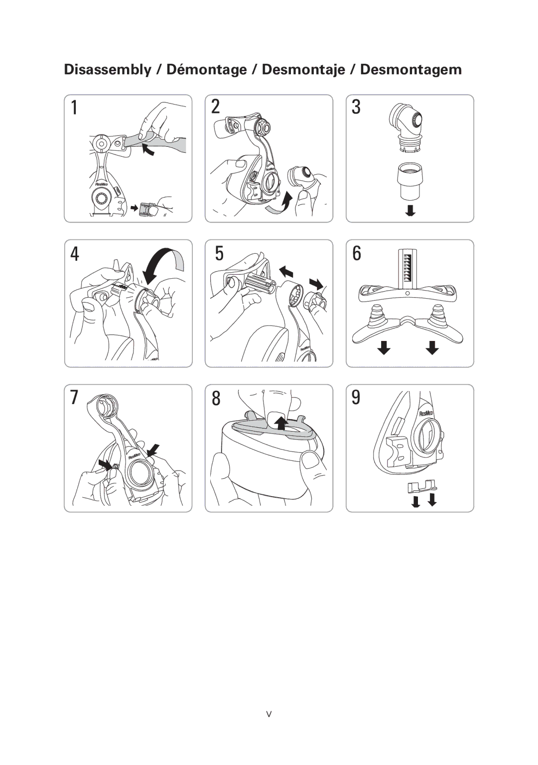 ResMed Mirage manual Disassembly / Démontage / Desmontaje / Desmontagem 