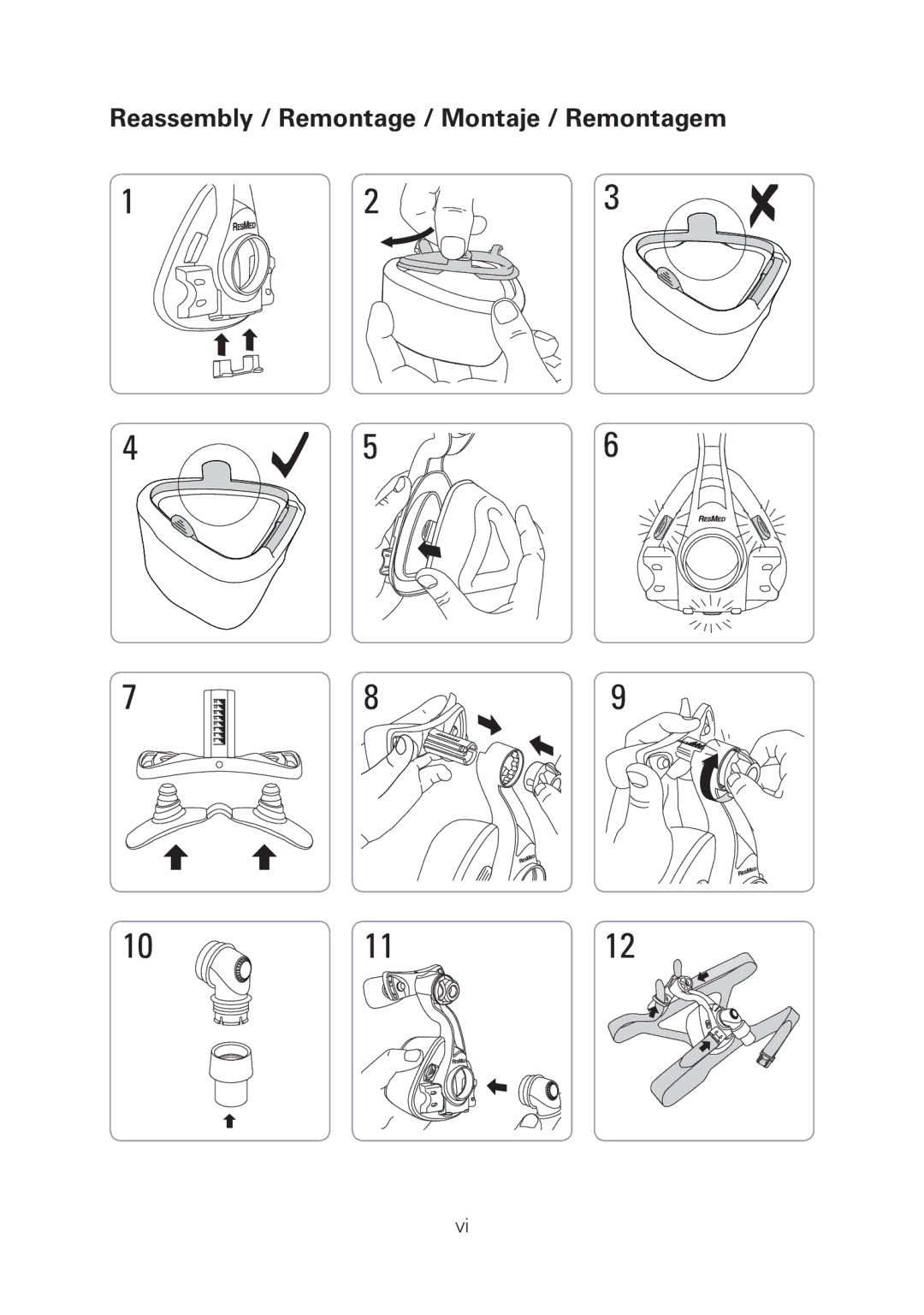 ResMed Mirage manual Reassembly / Remontage / Montaje / Remontagem 