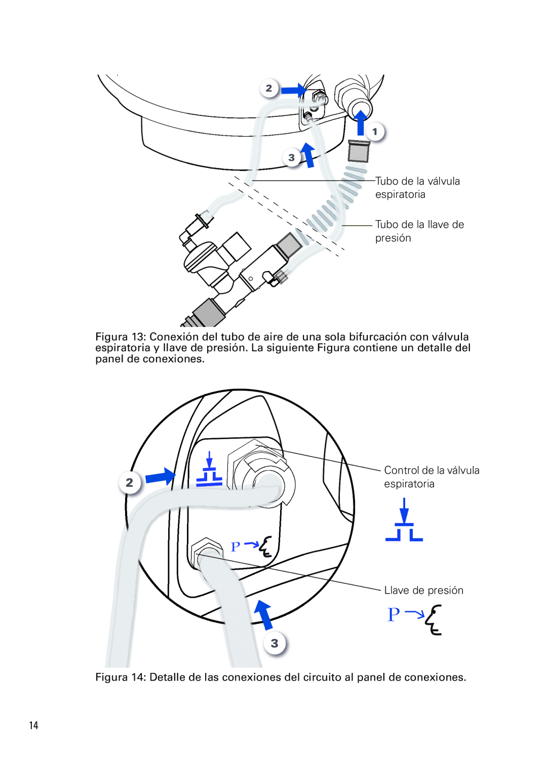 ResMed NOT014223-2 07 10 manual Tubo de la válvula espiratoria Tubo de la llave de presión 