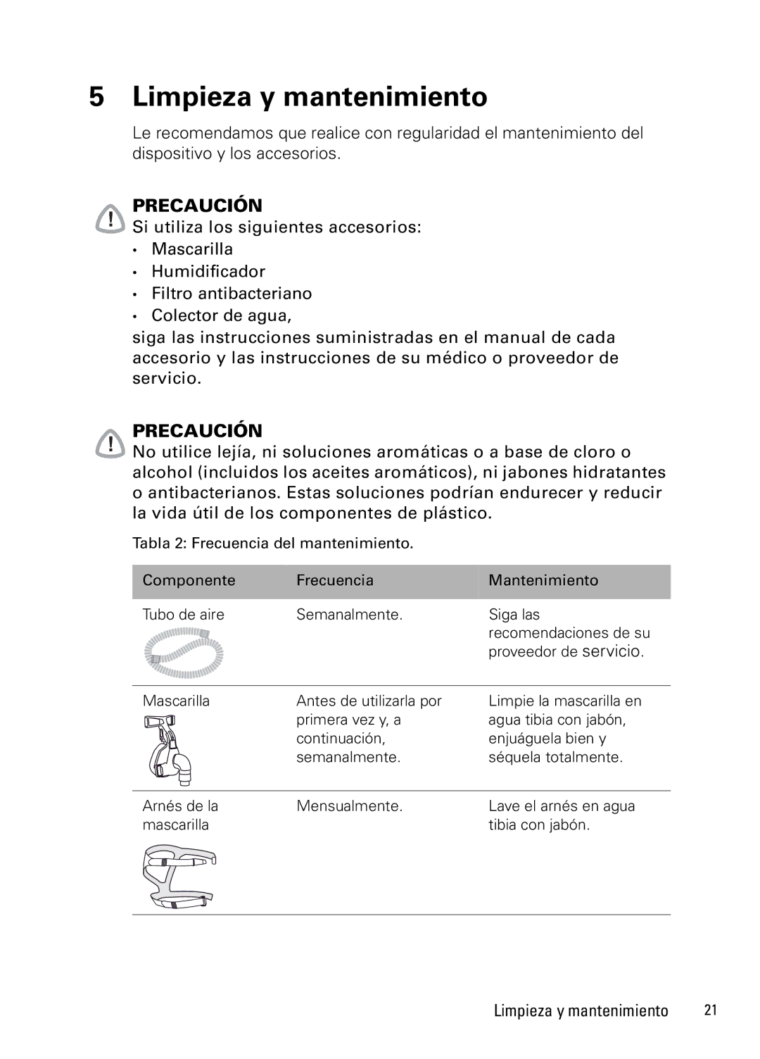 ResMed NOT014223-2 07 10 manual Limpieza y mantenimiento 