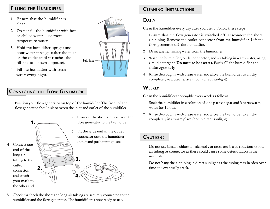ResMed Passover manual Ensure that the humidifier is 