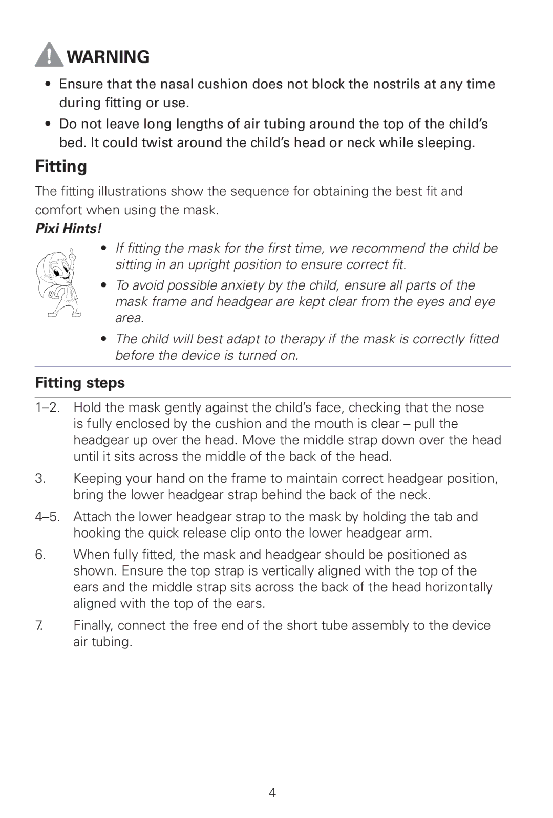 ResMed Pixi manual Fitting steps 