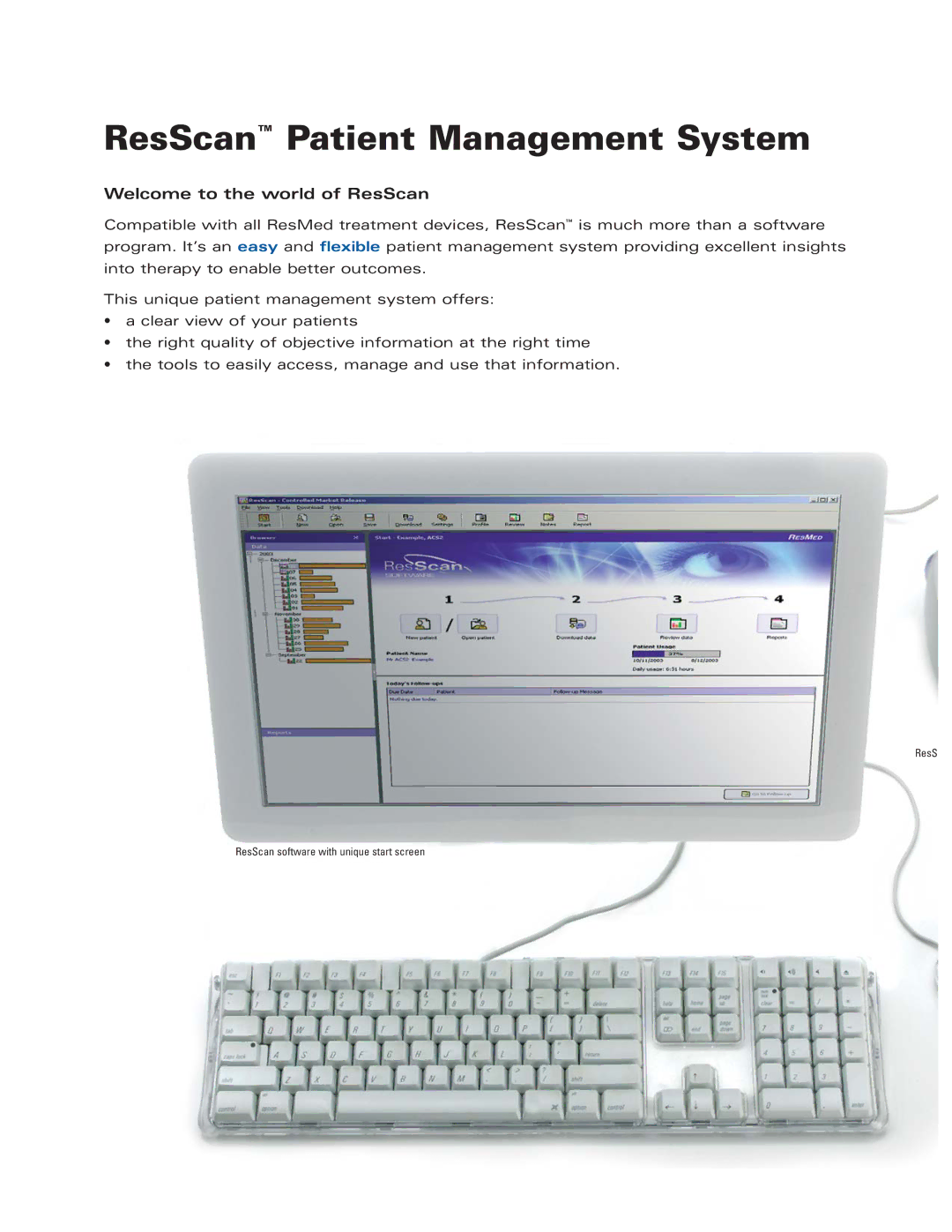 ResMed manual ResScan Patient Management System, Welcome to the world of ResScan 