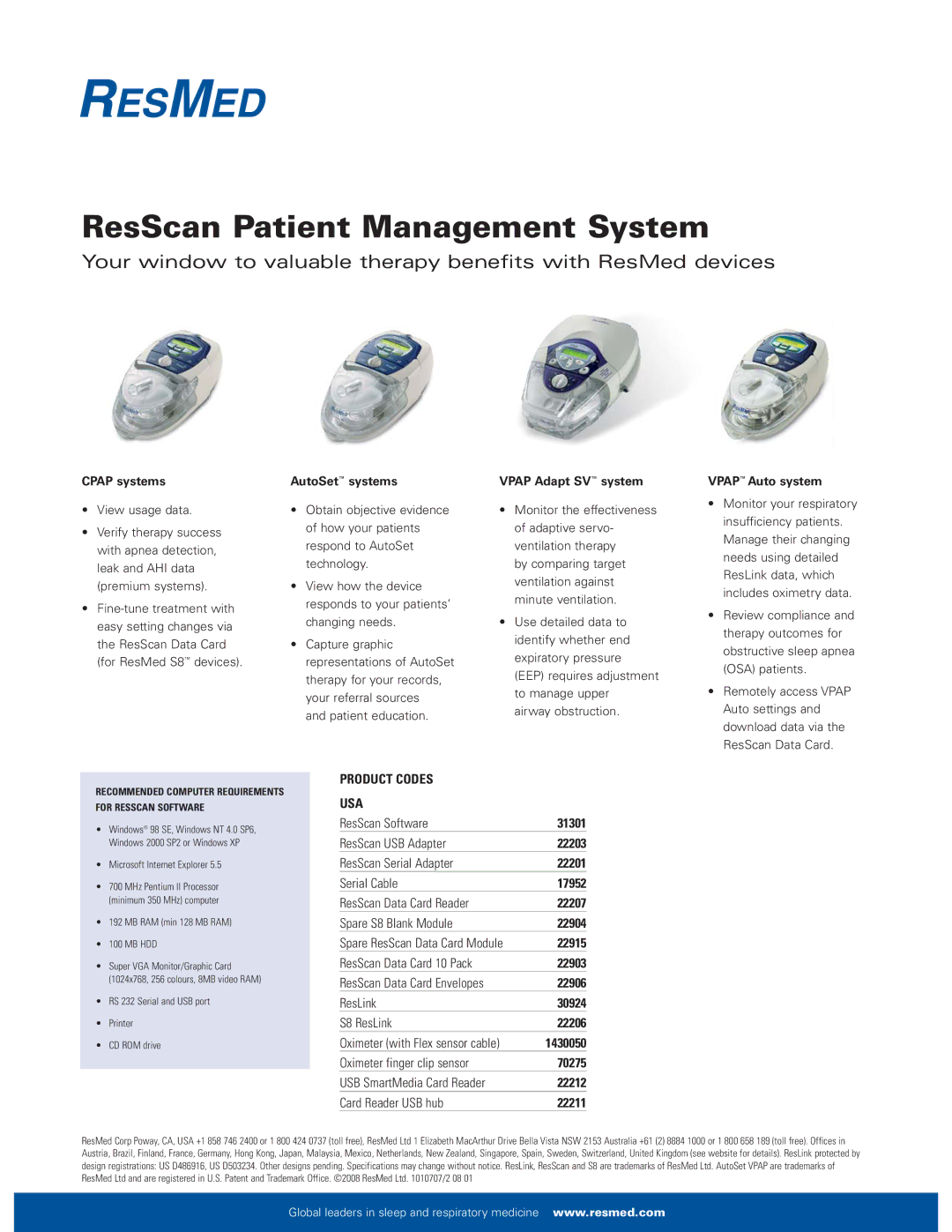 ResMed manual ResScan Patient Management System 