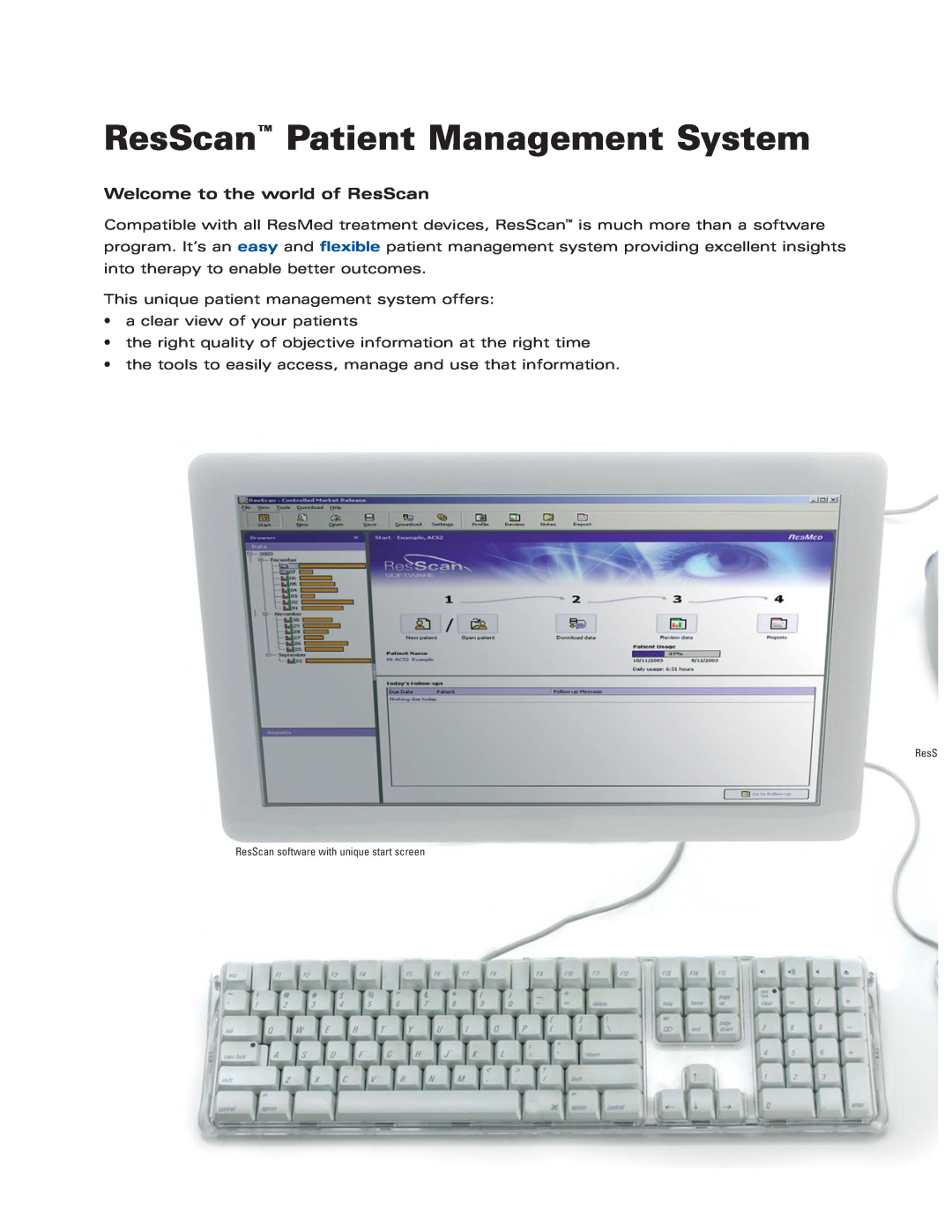 ResMed manual Welcome to the world of ResScan, ResScan Patient Management System 