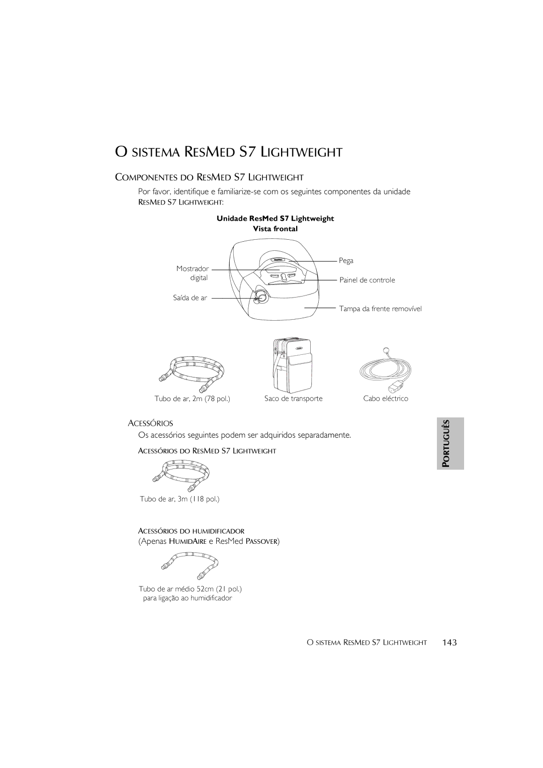 ResMed user manual Sistema Resmed S7 Lightweight, Humidairepassover, 143 