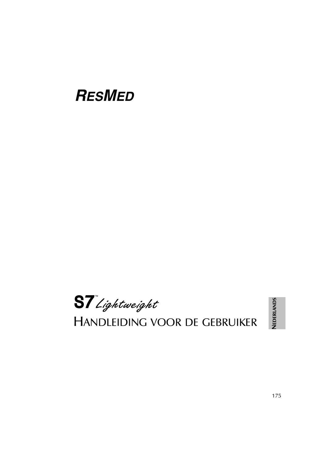 ResMed S7 user manual Handleiding Voor DE Gebruiker, 175 