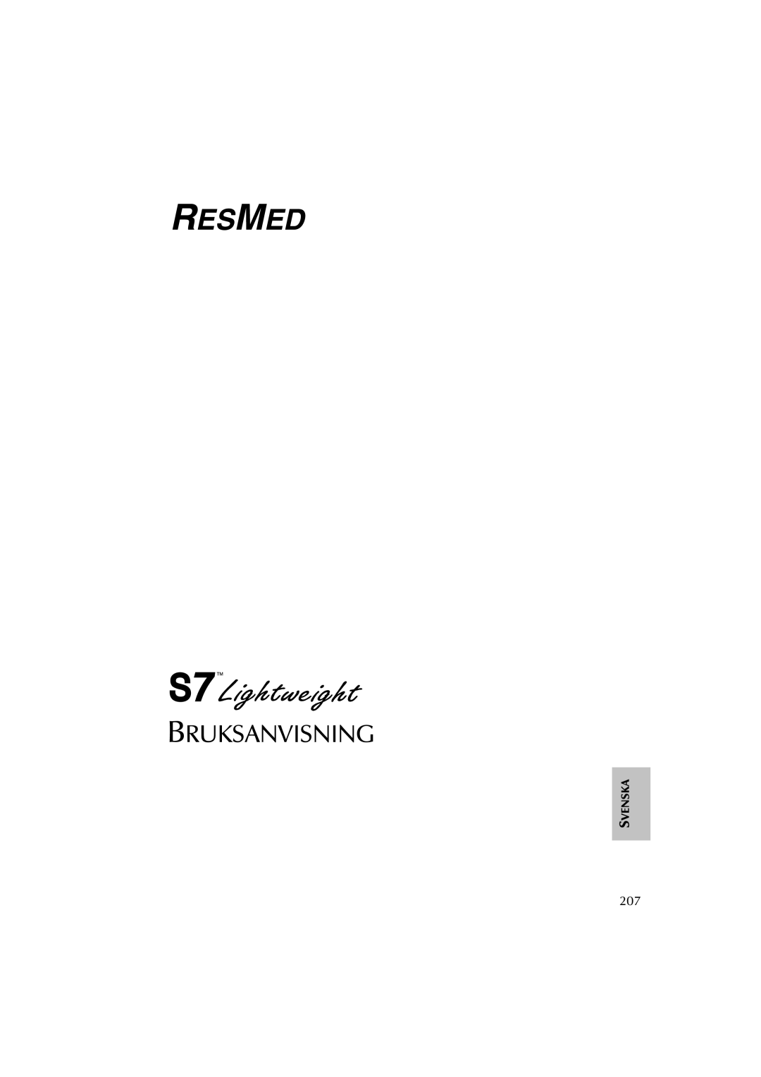 ResMed S7 user manual Bruksanvisning, 207 