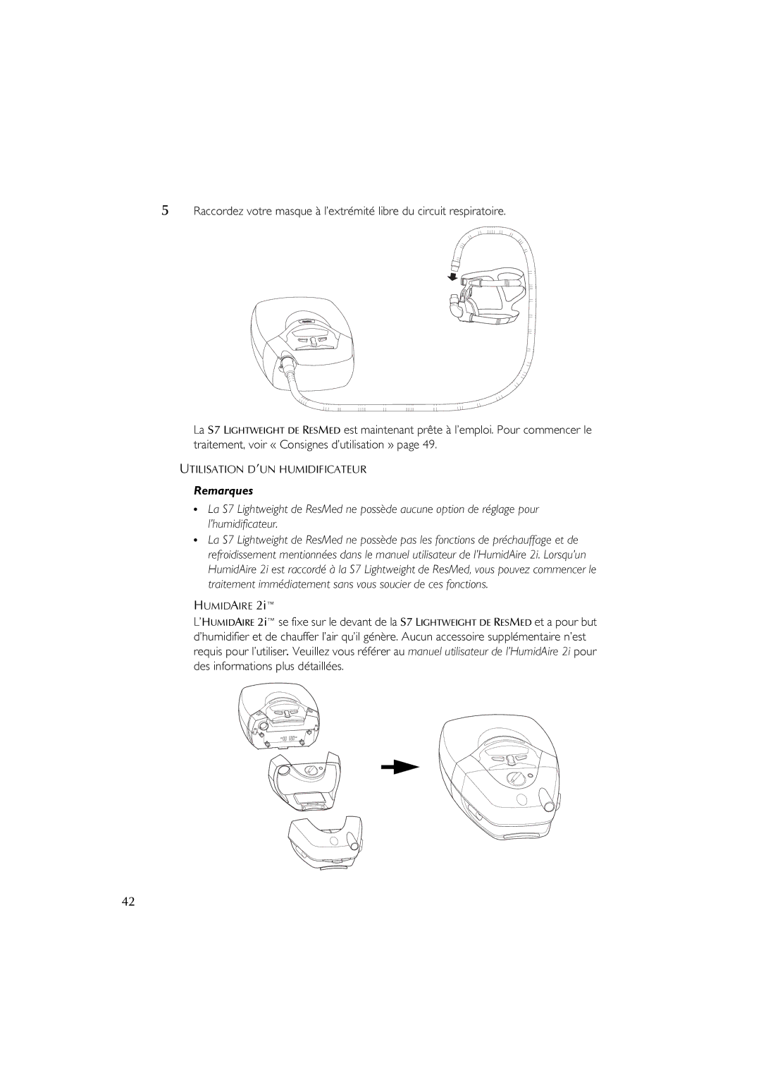 ResMed S7 user manual #$%, Utilisation D’UN Humidificateur 