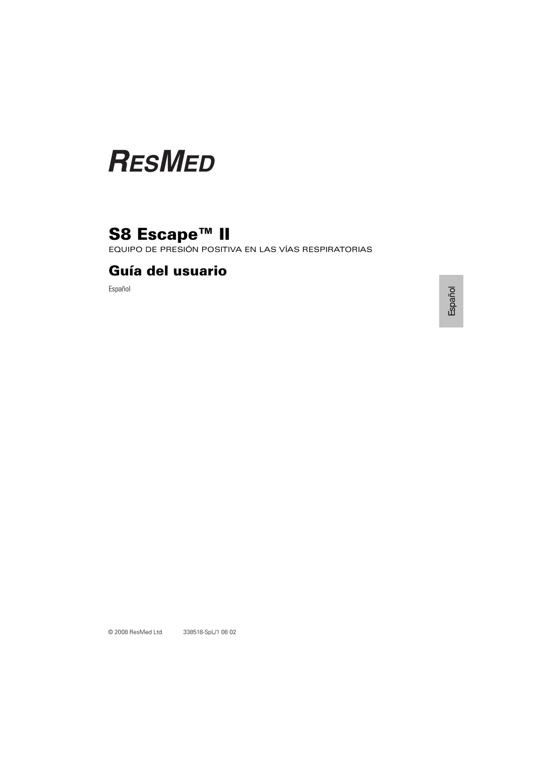 ResMed S8 Escape II manual Guía del usuario 