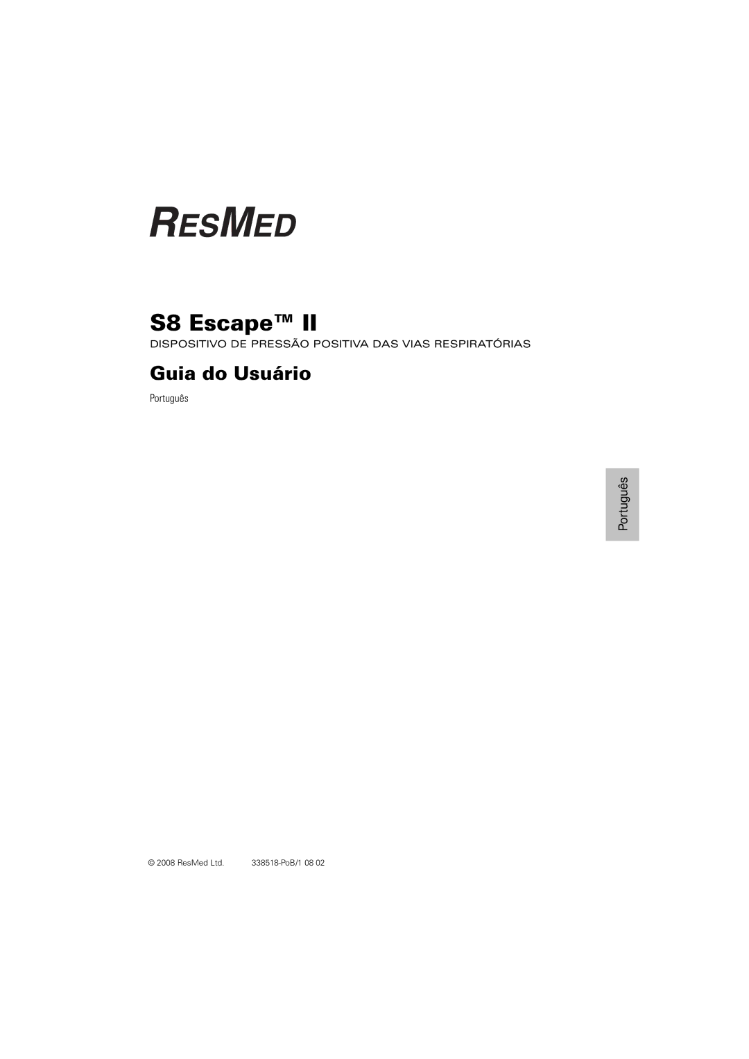 ResMed S8 Escape II manual Guia do Usuário 