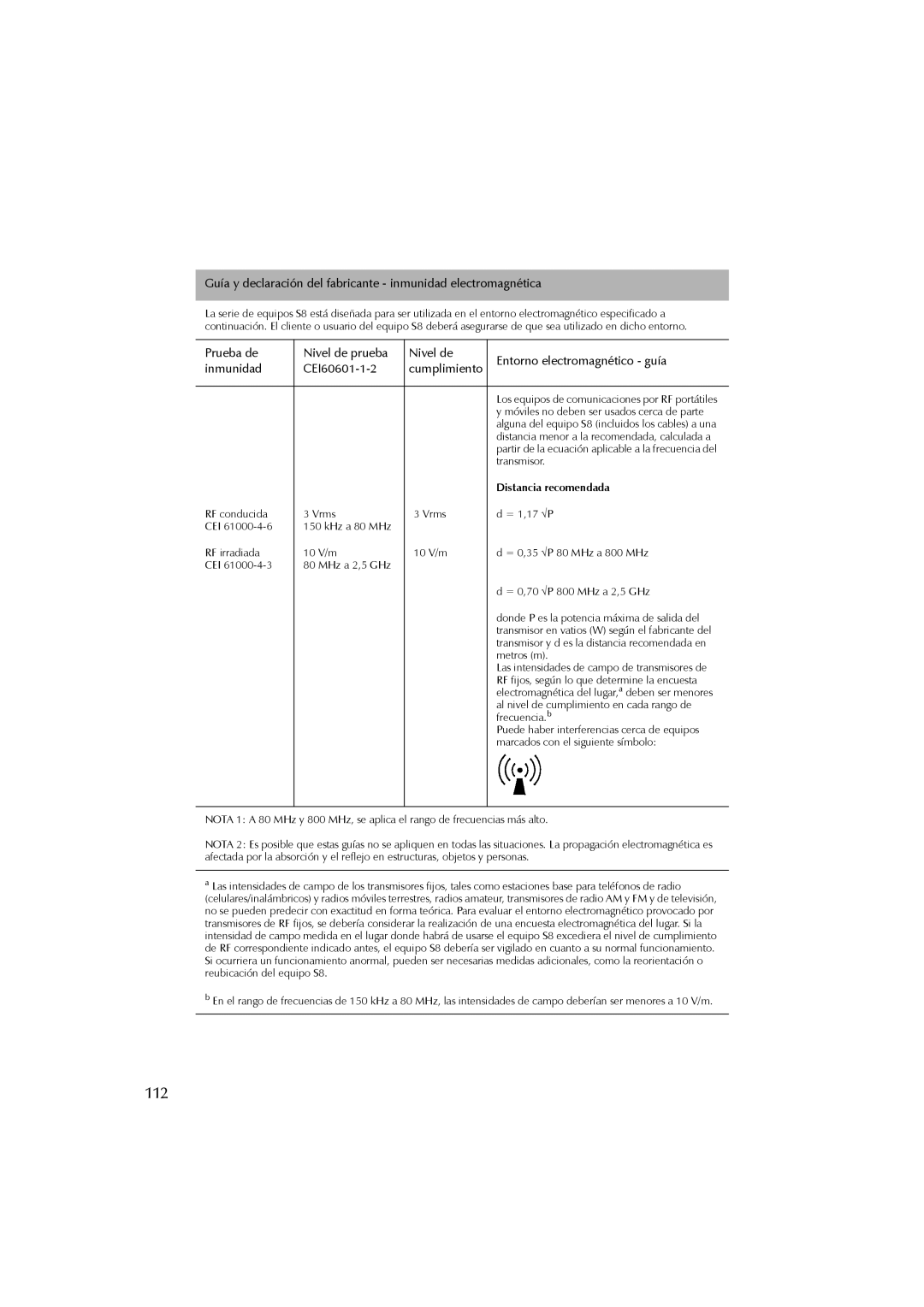 ResMed s8 user manual 112, Distancia recomendada 