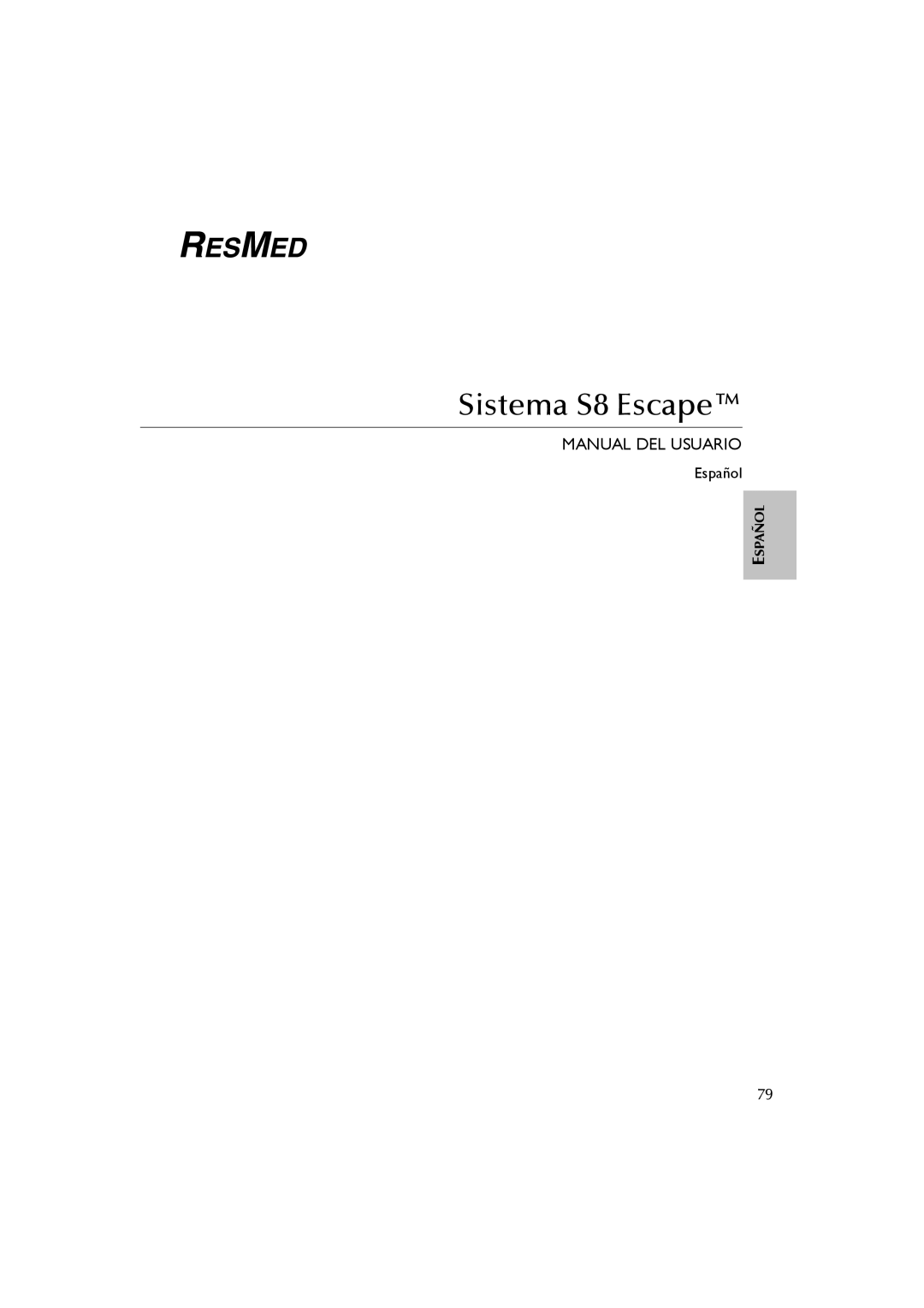 ResMed s8 user manual Sistema S8 Escape 