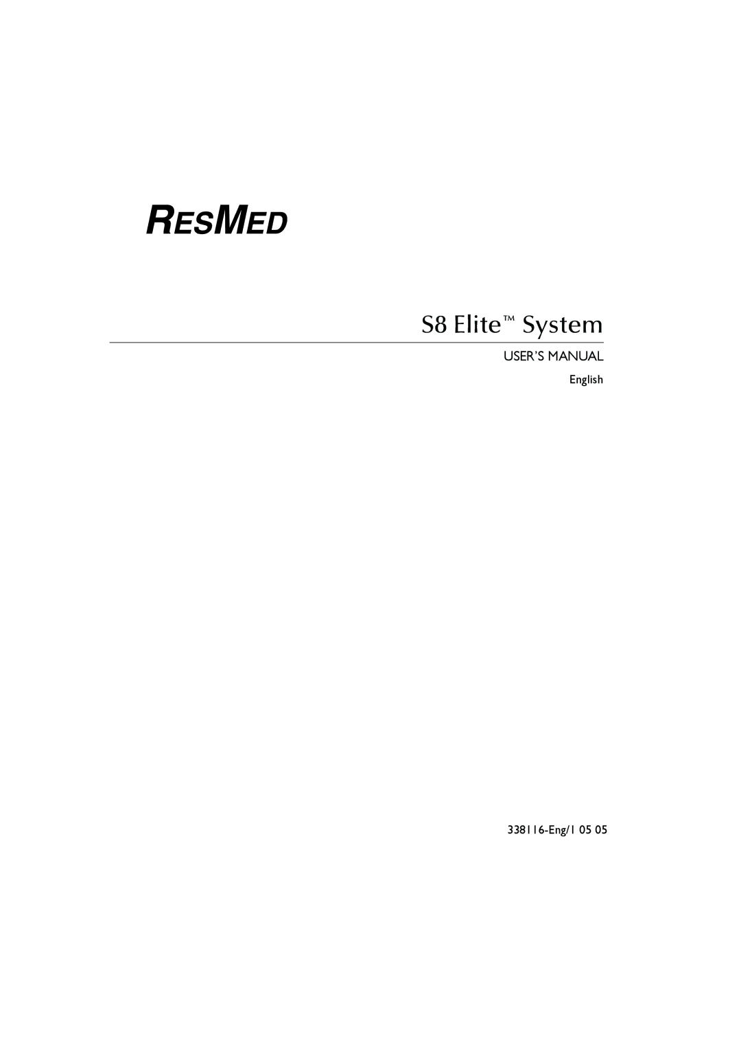 ResMed s8 user manual S8 Elite System 