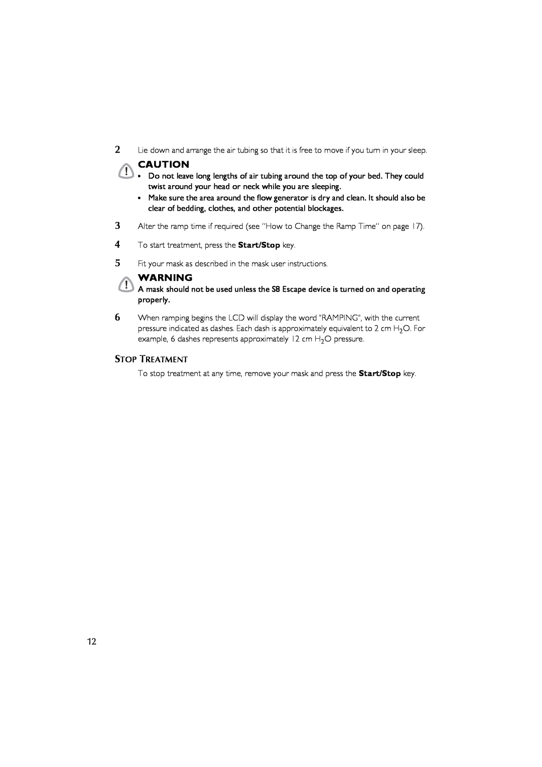 ResMed s8 user manual 4To start treatment, press the Start/Stop key 
