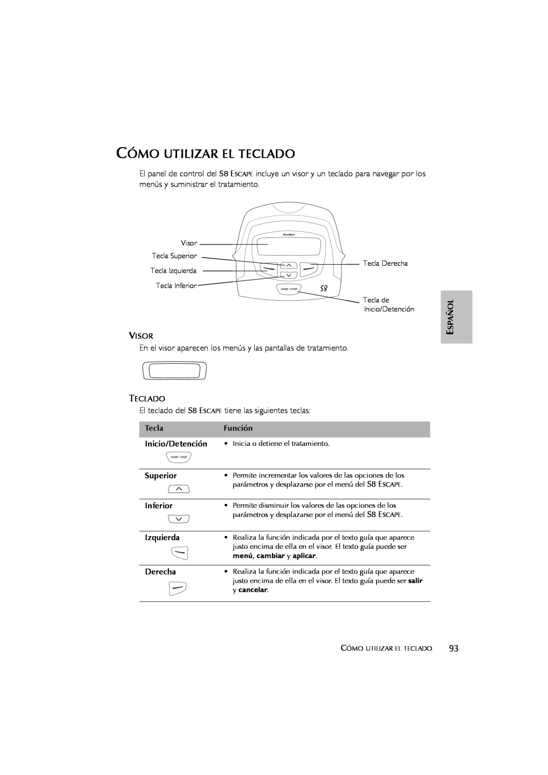 ResMed s8 user manual Cómo Utilizar El Teclado 