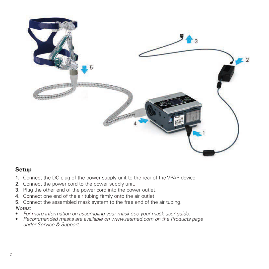 ResMed S9 VPAP ST manual Setup 