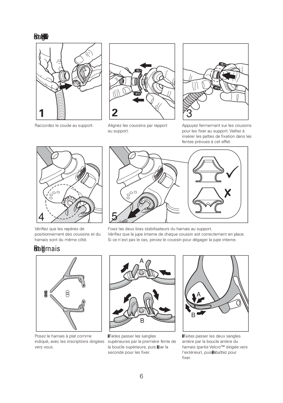 ResMed manual Remontage de votre Swift LT, Remontage du harnais 