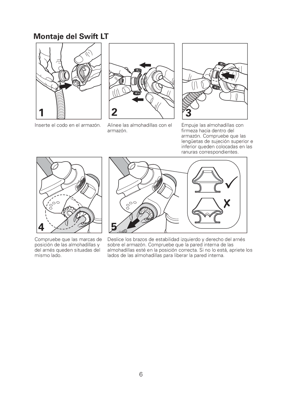 ResMed manual Montaje del Swift LT 