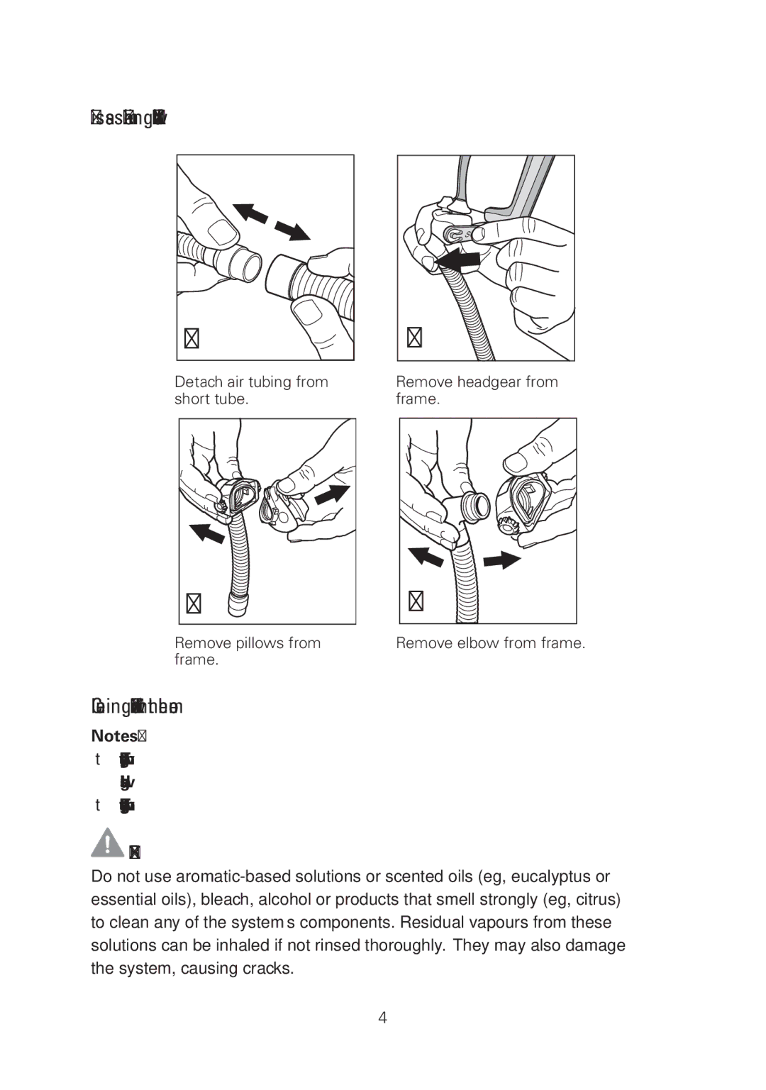 ResMed manual Disassembling your Swift LT, Cleaning your Swift LT in the home 