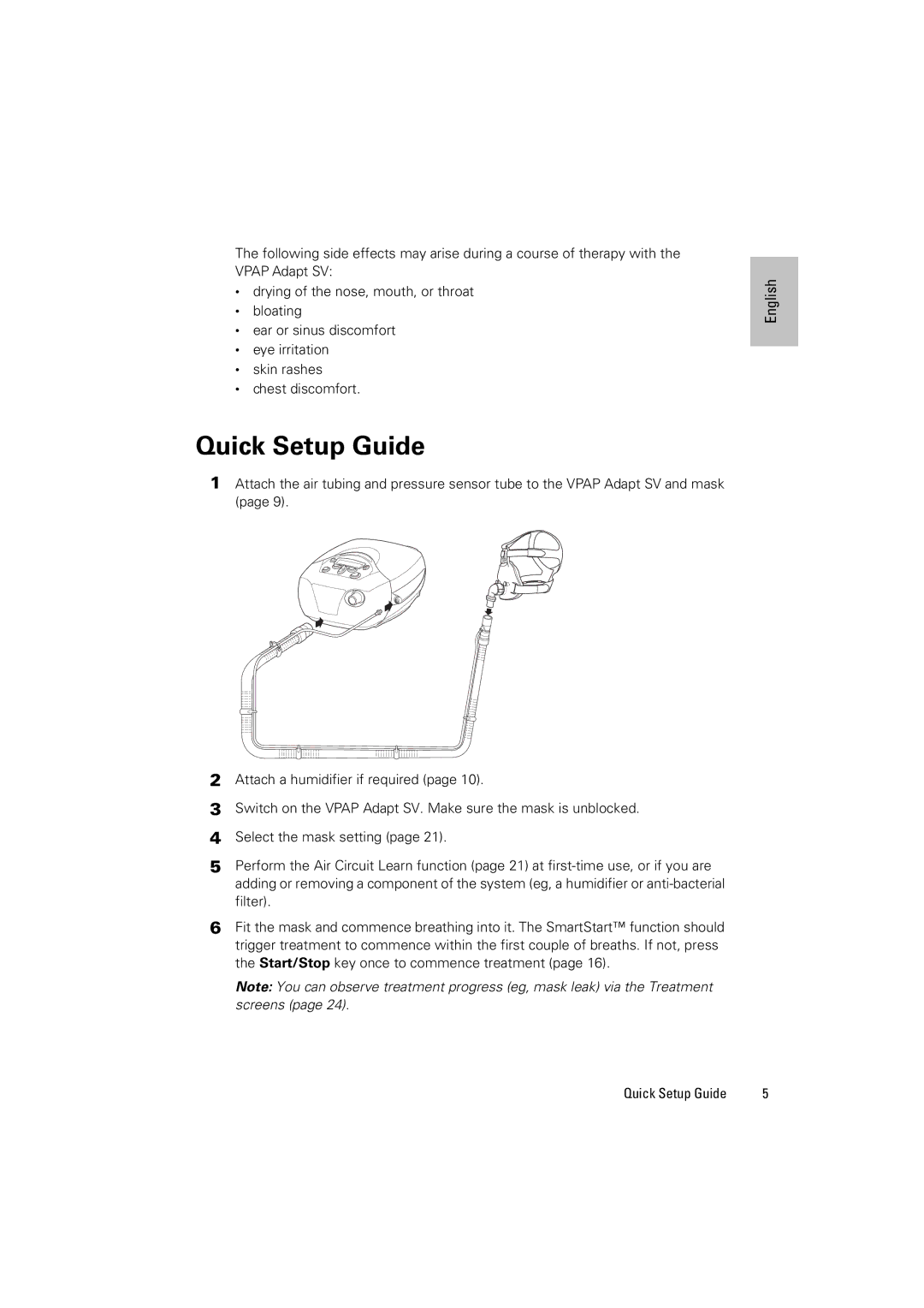 ResMed VPAP Adapt SV manual Quick Setup Guide 