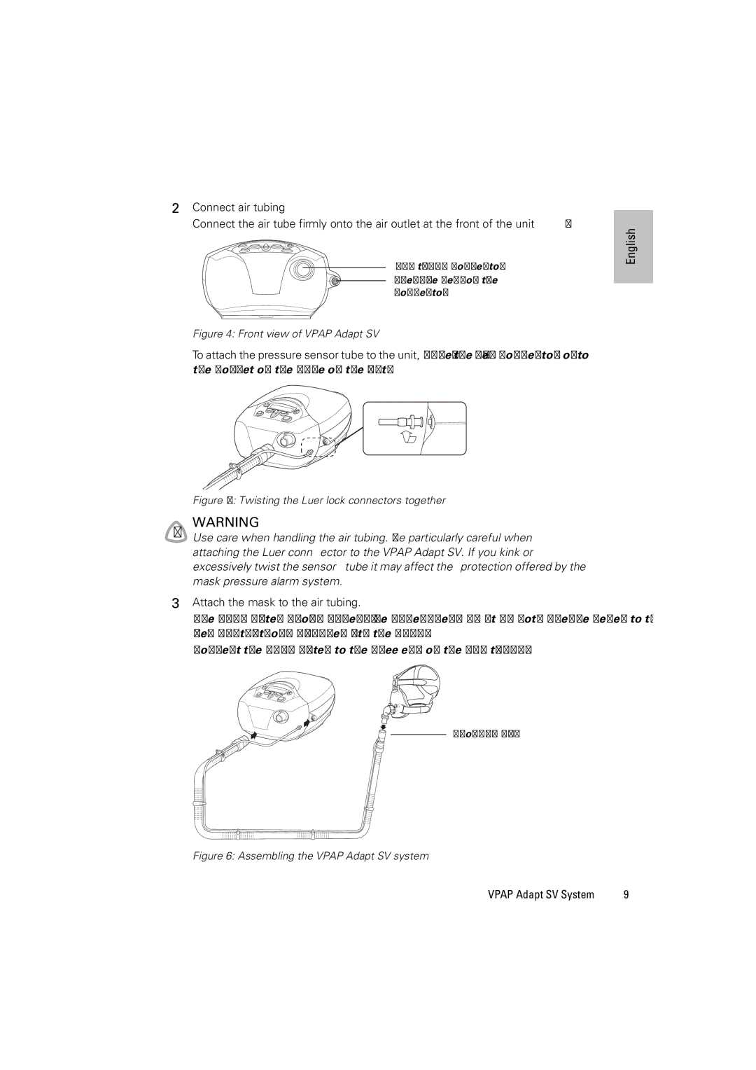 ResMed VPAP Adapt SV manual Attach the mask to the air tubing, Front view of Vpap Adapt SV 