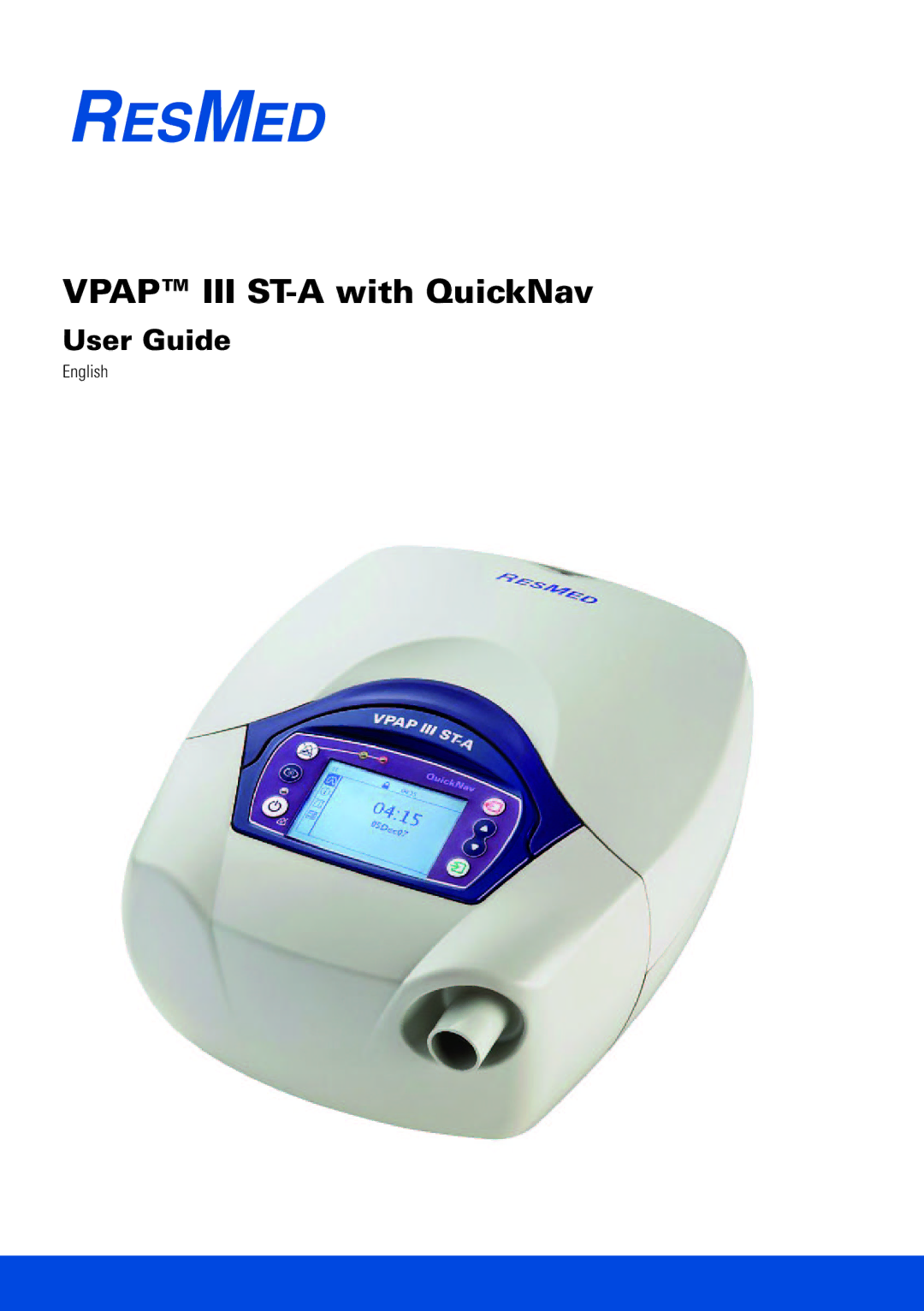 ResMed VPAP III ST-A manual Vpap III ST-A with QuickNav 