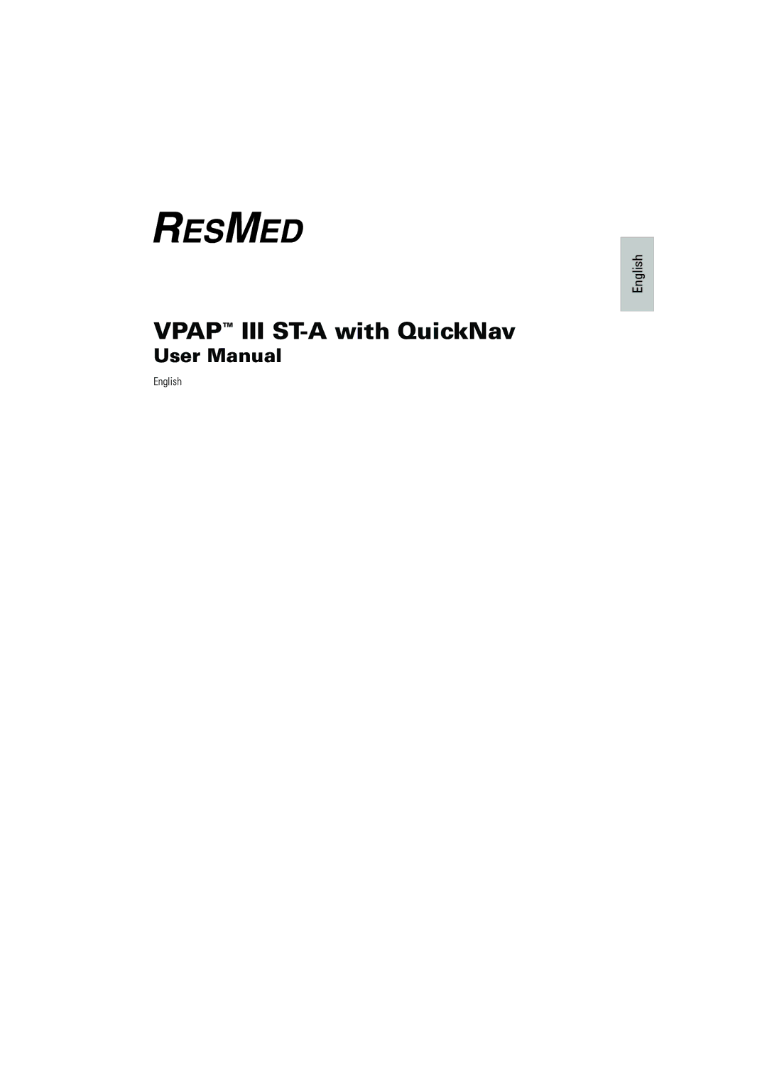 ResMed VPAP III ST-A manual Vpap III ST-A with QuickNav 