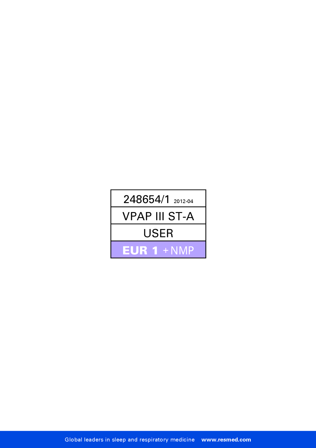 ResMed VPAP III ST-A user manual EUR 1103 