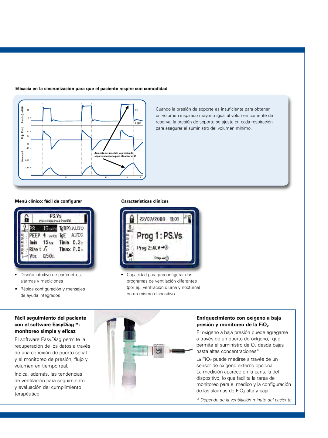 ResMed VS III manual Menú clínico fácil de configurar, Características clínicas 