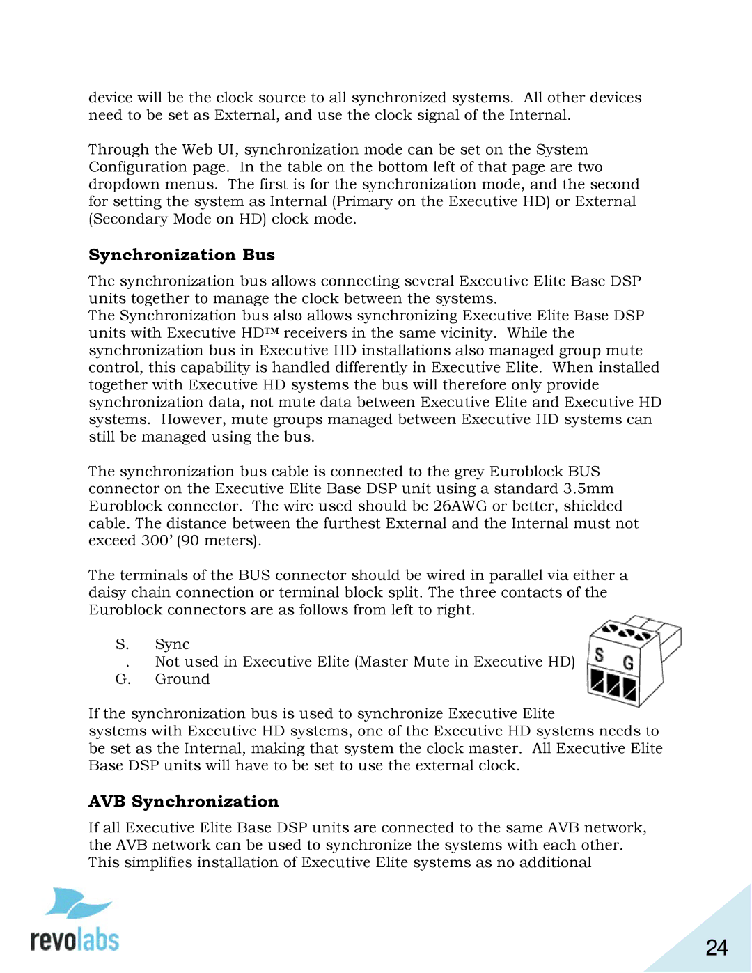 Revolabs 03-ELITEEXEC8-TW, 03-ELITEEXEC4-TW, 03-ELITEEXEC8-EU, 03-ELITEEXEC4-JP Synchronization Bus, AVB Synchronization 