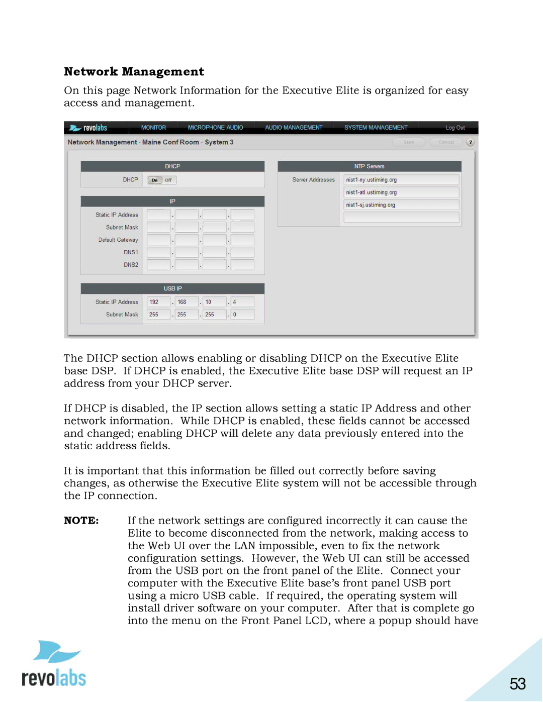 Revolabs 03-ELITEEXEC4-EU, 03-ELITEEXEC8-TW, 03-ELITEEXEC4-TW, 03-ELITEEXEC8-EU, 03-ELITEEXEC4-JP Network Management 