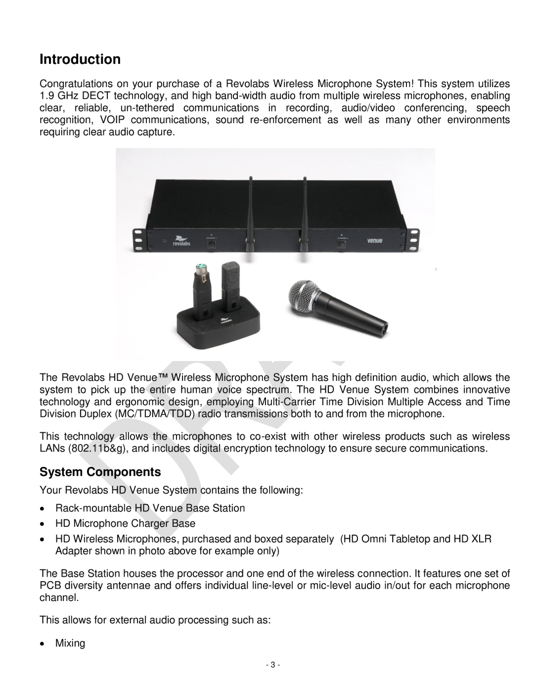Revolabs 03-HDVENUCH setup guide Introduction, System Components 