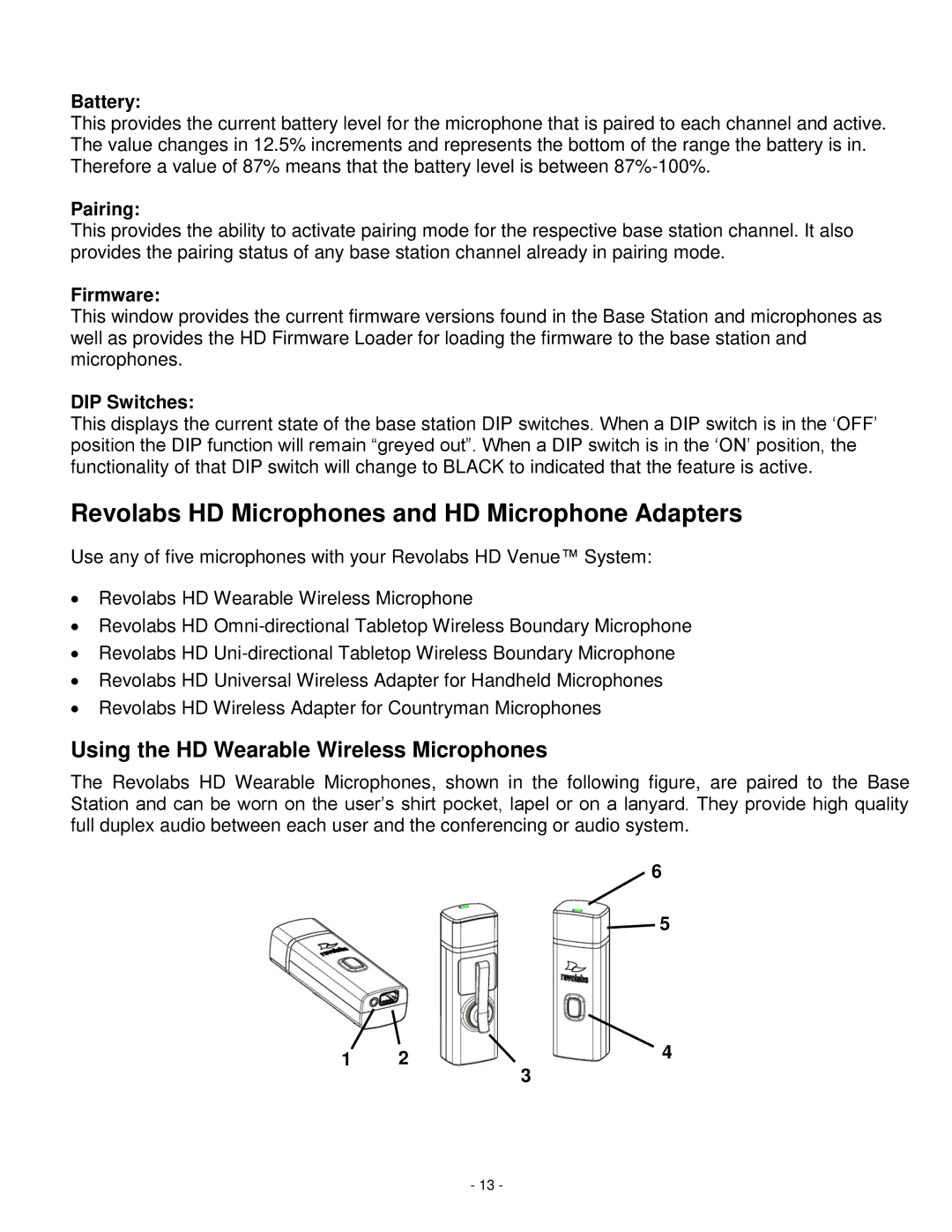 Revolabs 03-hdvenucn Revolabs HD Microphones and HD Microphone Adapters, Using the HD Wearable Wireless Microphones 