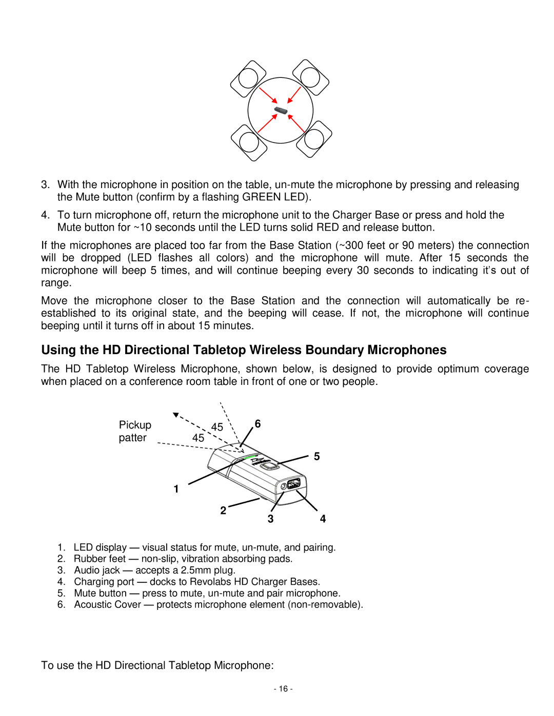 Revolabs 03-hdvenujp, 03-hdvenucn, 01-hdvenu, 03-hdvenueu setup guide To use the HD Directional Tabletop Microphone 