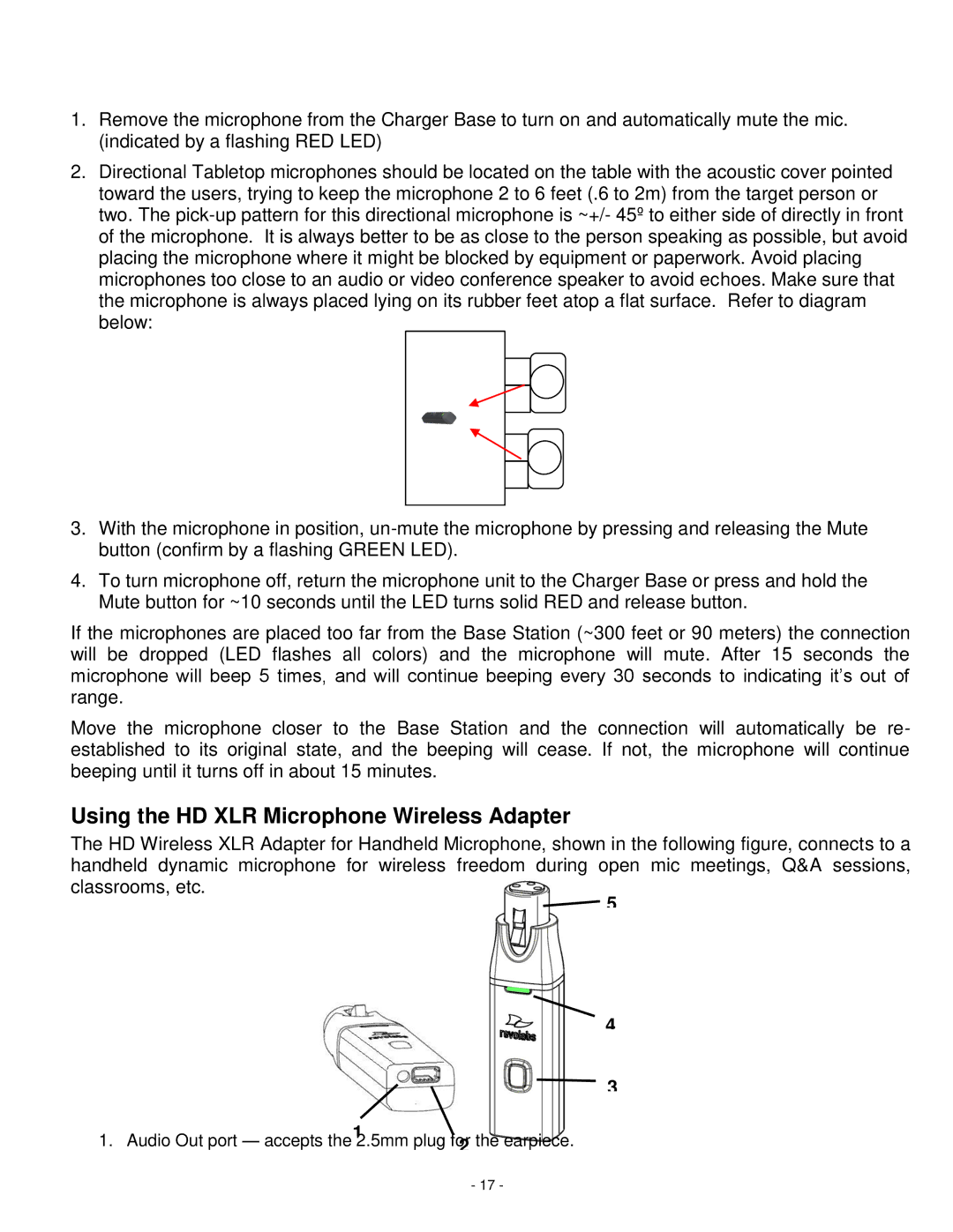 Revolabs 03-hdvenucn, 03-hdvenujp, 01-hdvenu, 03-hdvenueu setup guide Using the HD XLR Microphone Wireless Adapter 