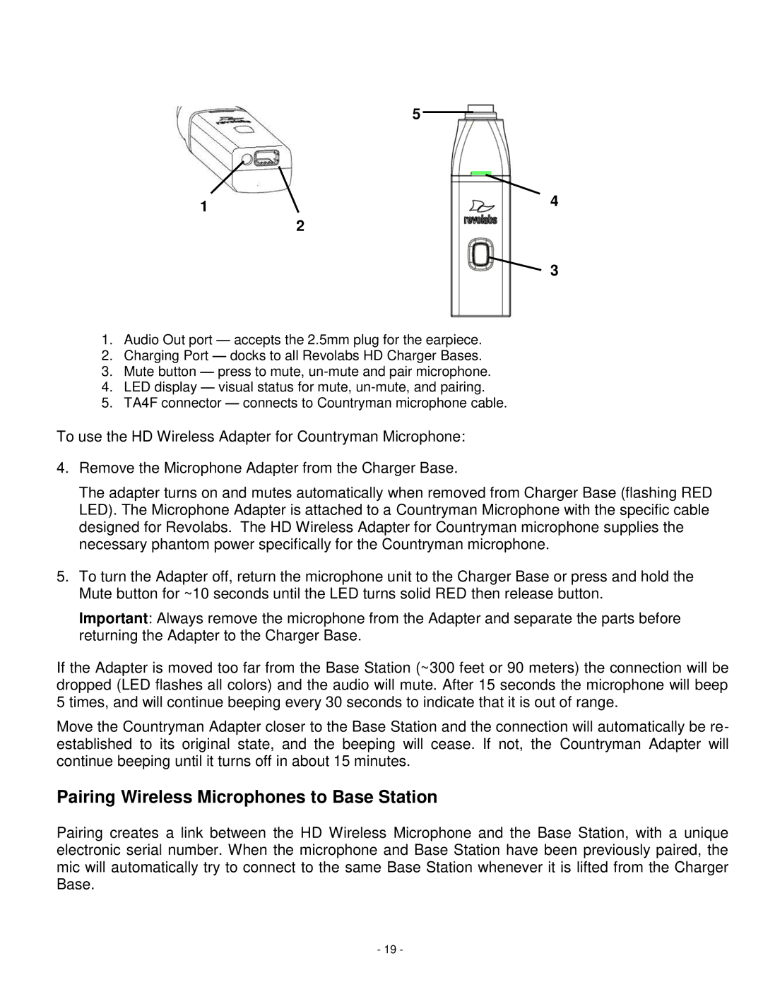 Revolabs 03-hdvenueu, 03-hdvenujp, 03-hdvenucn, 01-hdvenu setup guide Pairing Wireless Microphones to Base Station 