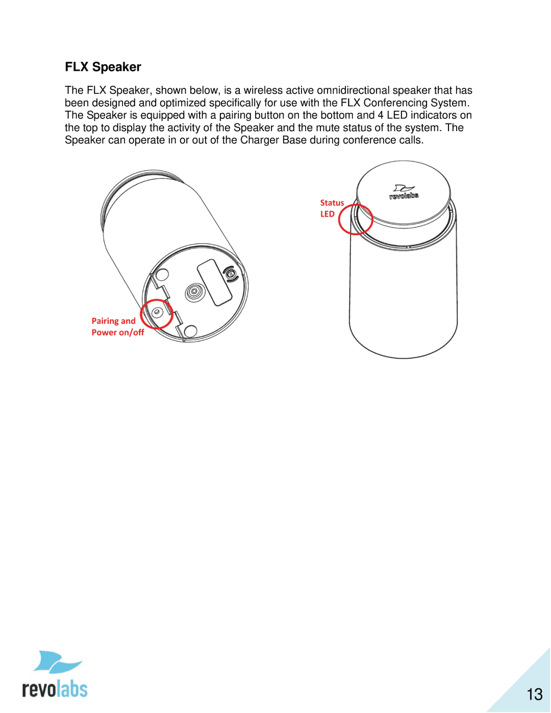 Revolabs 10-FLX2-200-VOIP 10-FLX2-020-VOIP 10-FLX2-002-VOIP 10-FLX2-101-VOIP manual FLX Speaker 