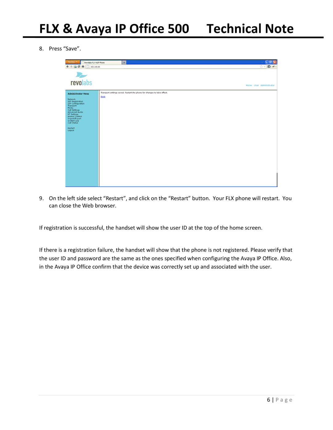 Revolabs 500 PBX manual FLX & Avaya IP Office 500 Technical Note 