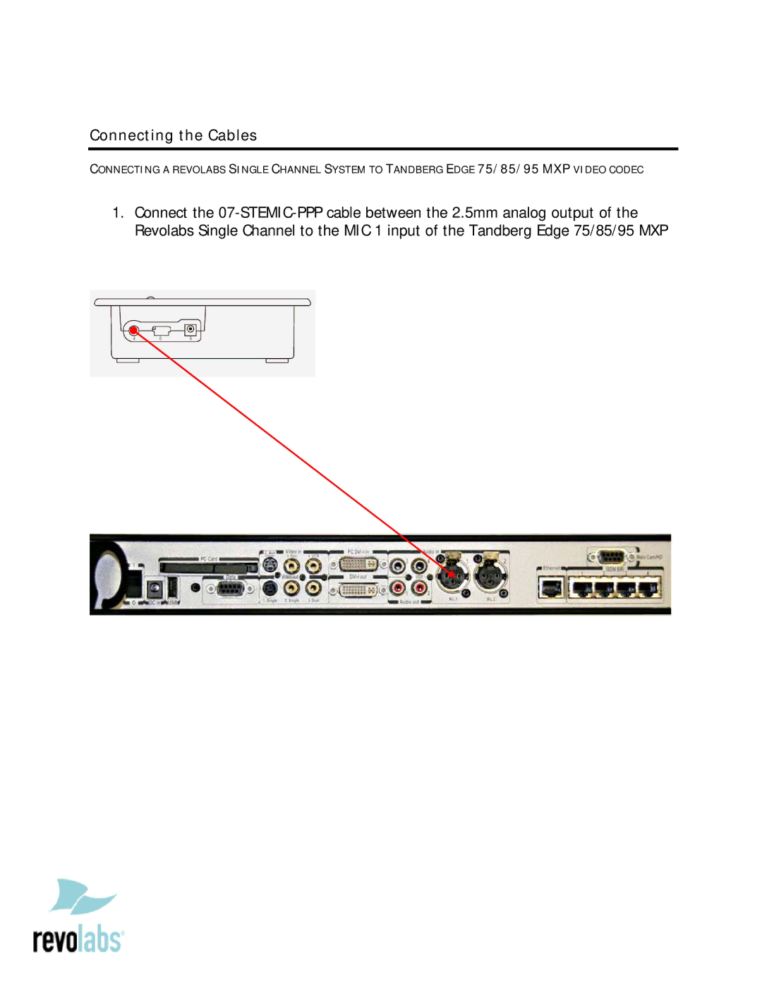 Revolabs 8595 MXP, 75 setup guide Connecting the Cables 