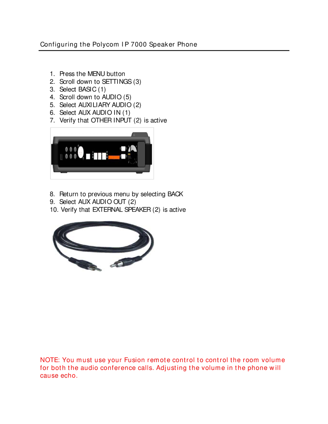 Revolabs setup guide Configuring the Polycom IP 7000 Speaker Phone 