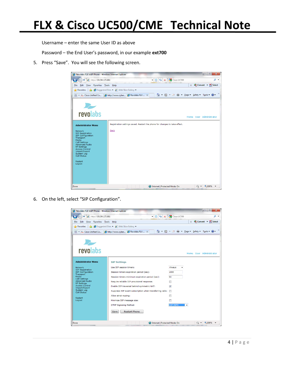 Revolabs uc500, cme series manual FLX & Cisco UC500/CME Technical Note 