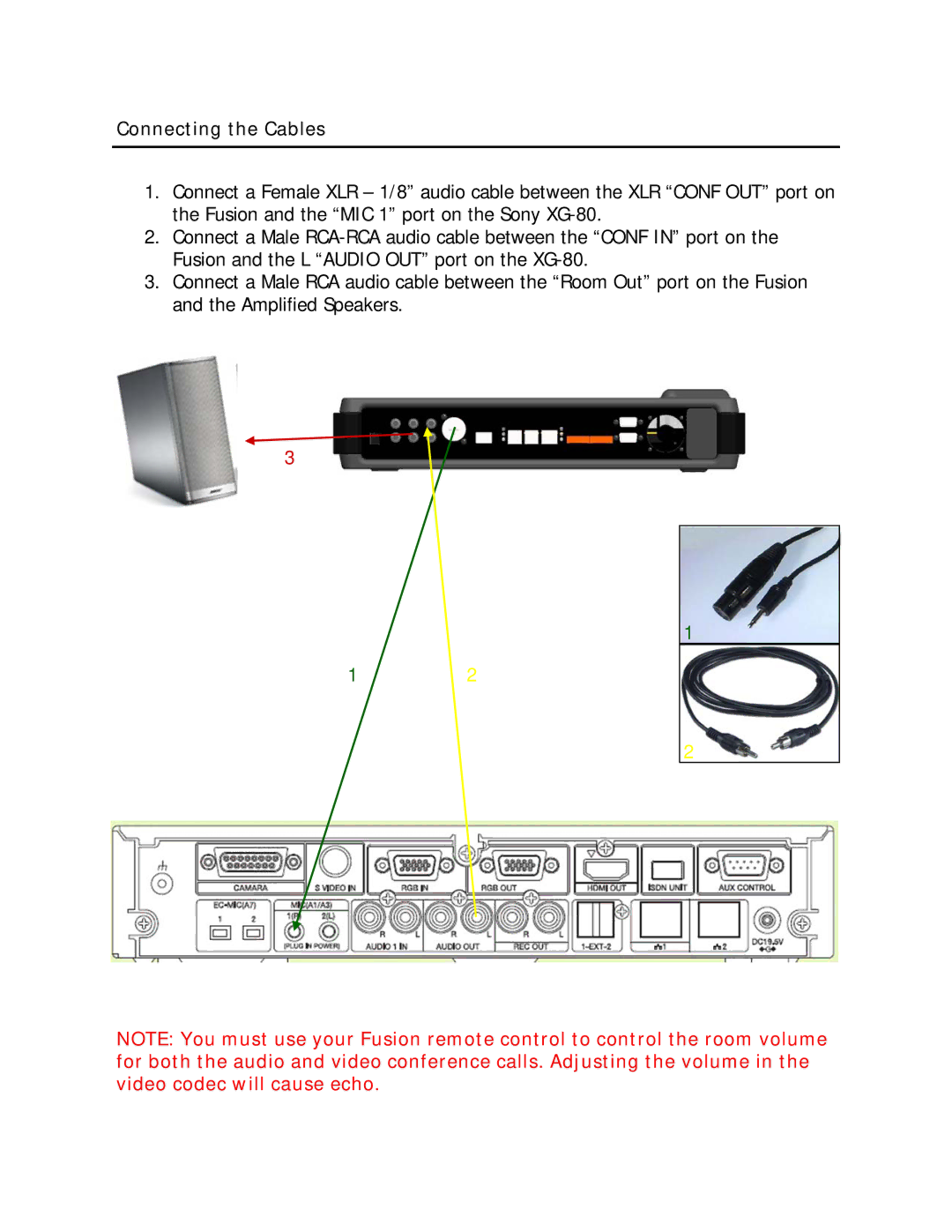 Revolabs XG-80 setup guide Connecting the Cables 