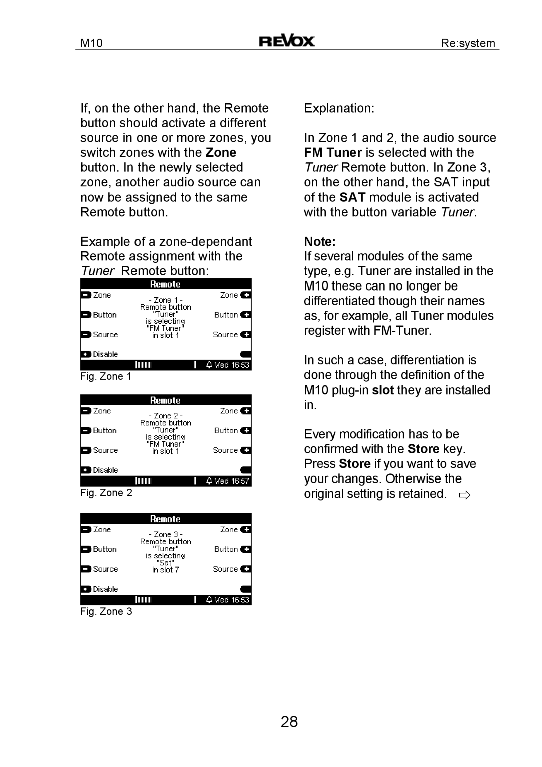 Revox M10 manual Fig. Zone 