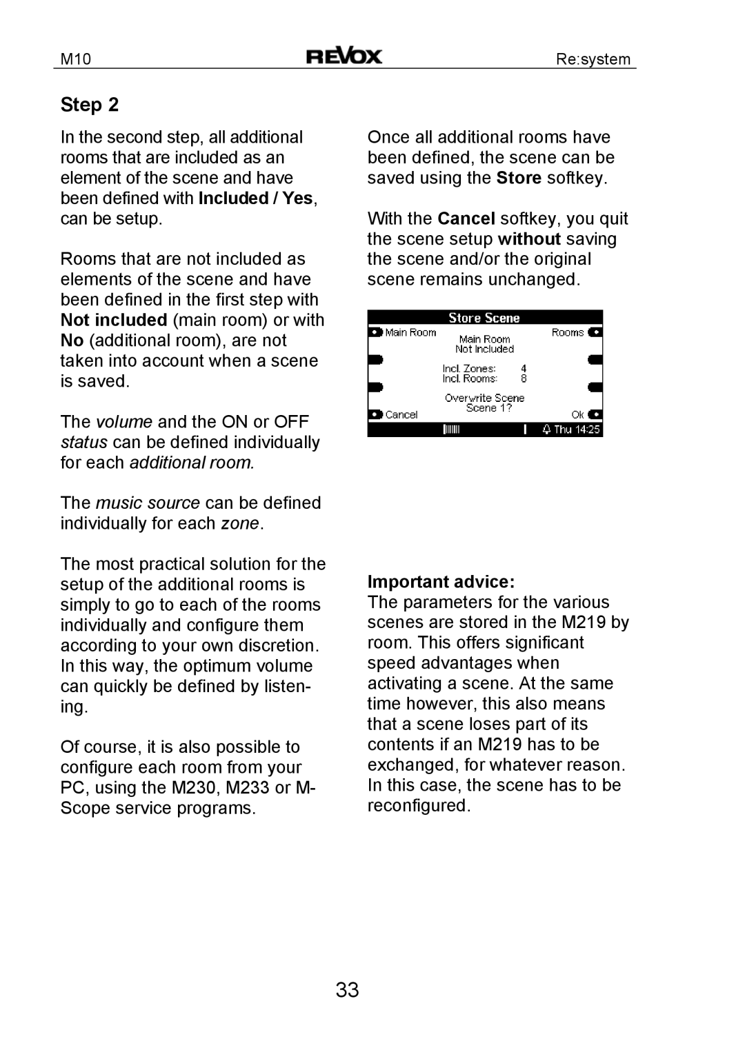 Revox M10 manual Important advice 