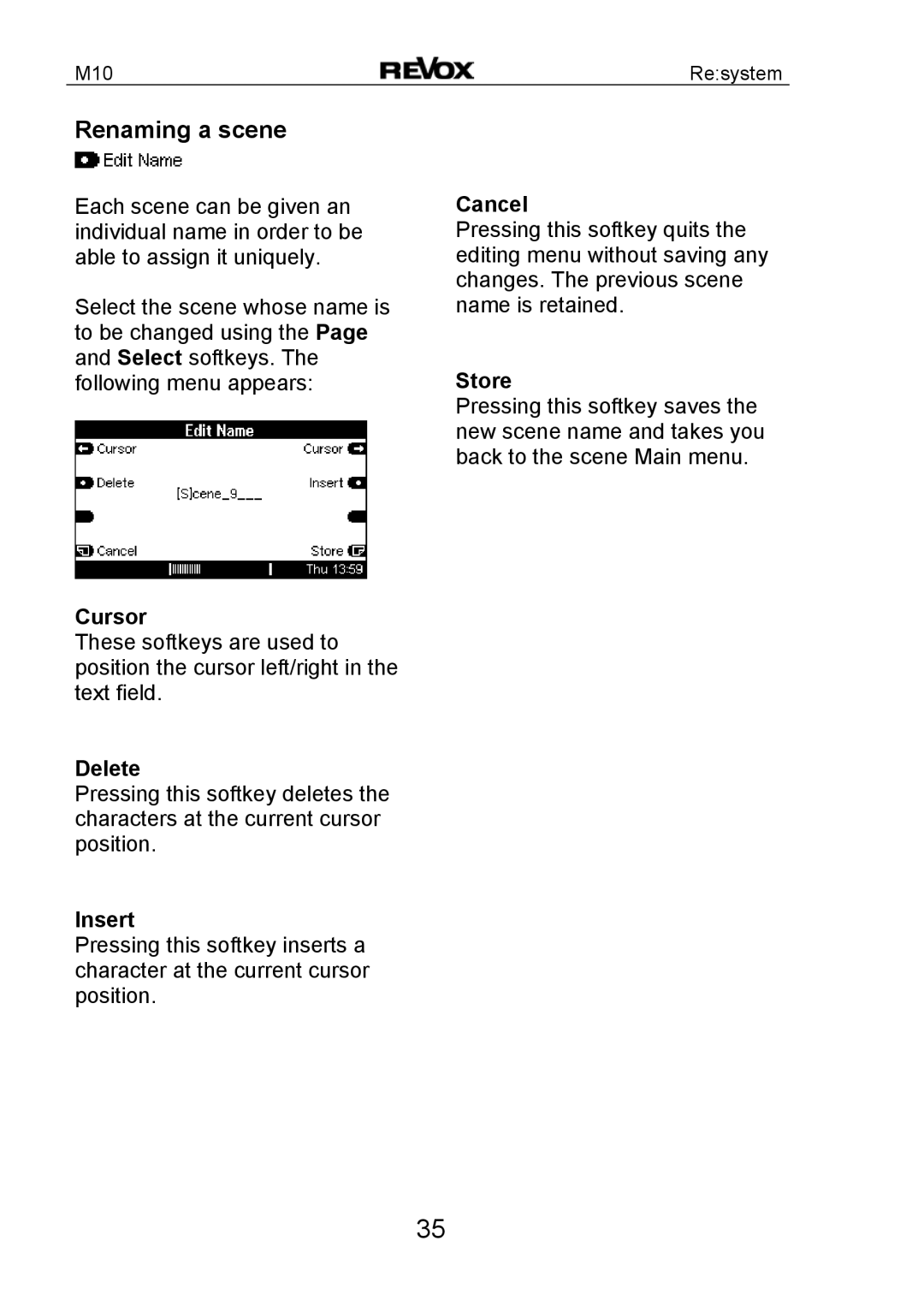Revox M10 manual Renaming a scene 