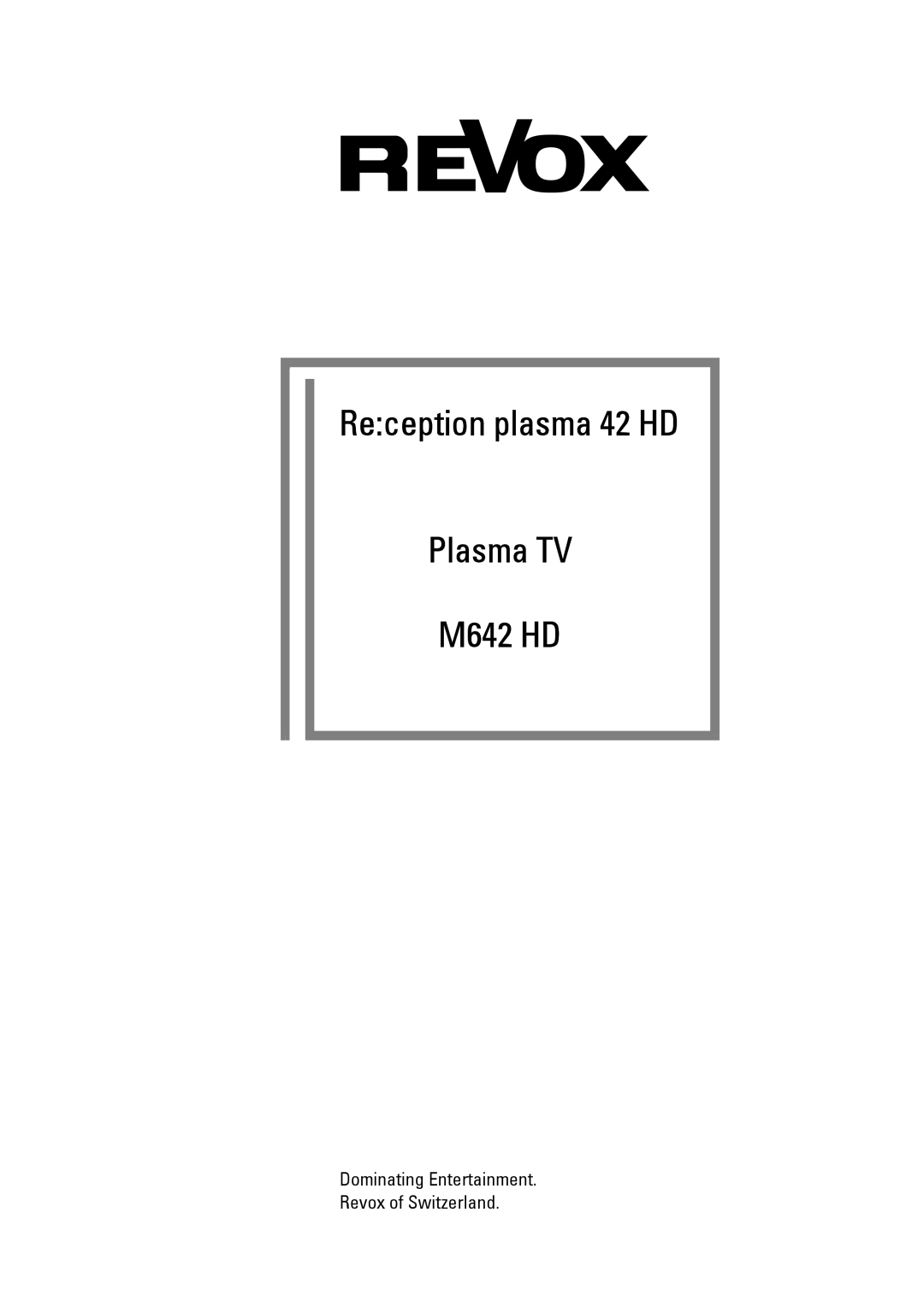 Revox manual Reception plasma 42 HD Plasma TV M642 HD 