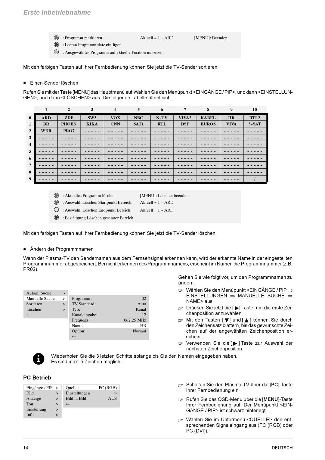 Revox M642 HD manual PC Betrieb, Aktuelles Programm löschen Menu Löschen beenden 